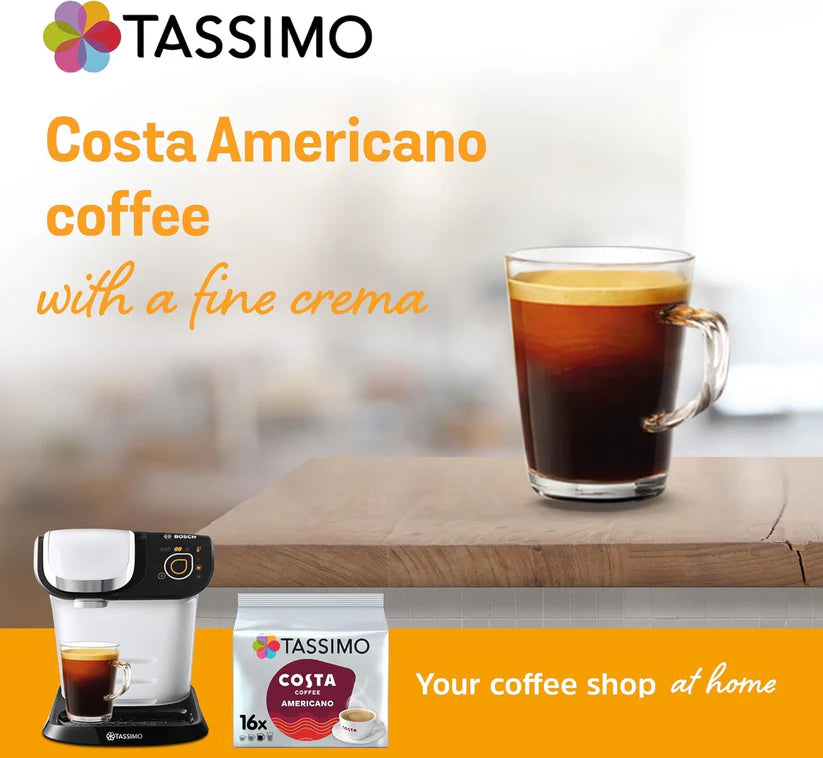 Tassimo Costa Americano Coffee Pods x16 Pack of 5, Total 80 Drinks