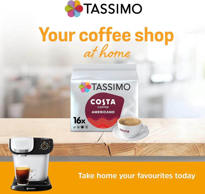 Tassimo Costa Americano Coffee Pods x16 Pack of 5, Total 80 Drinks