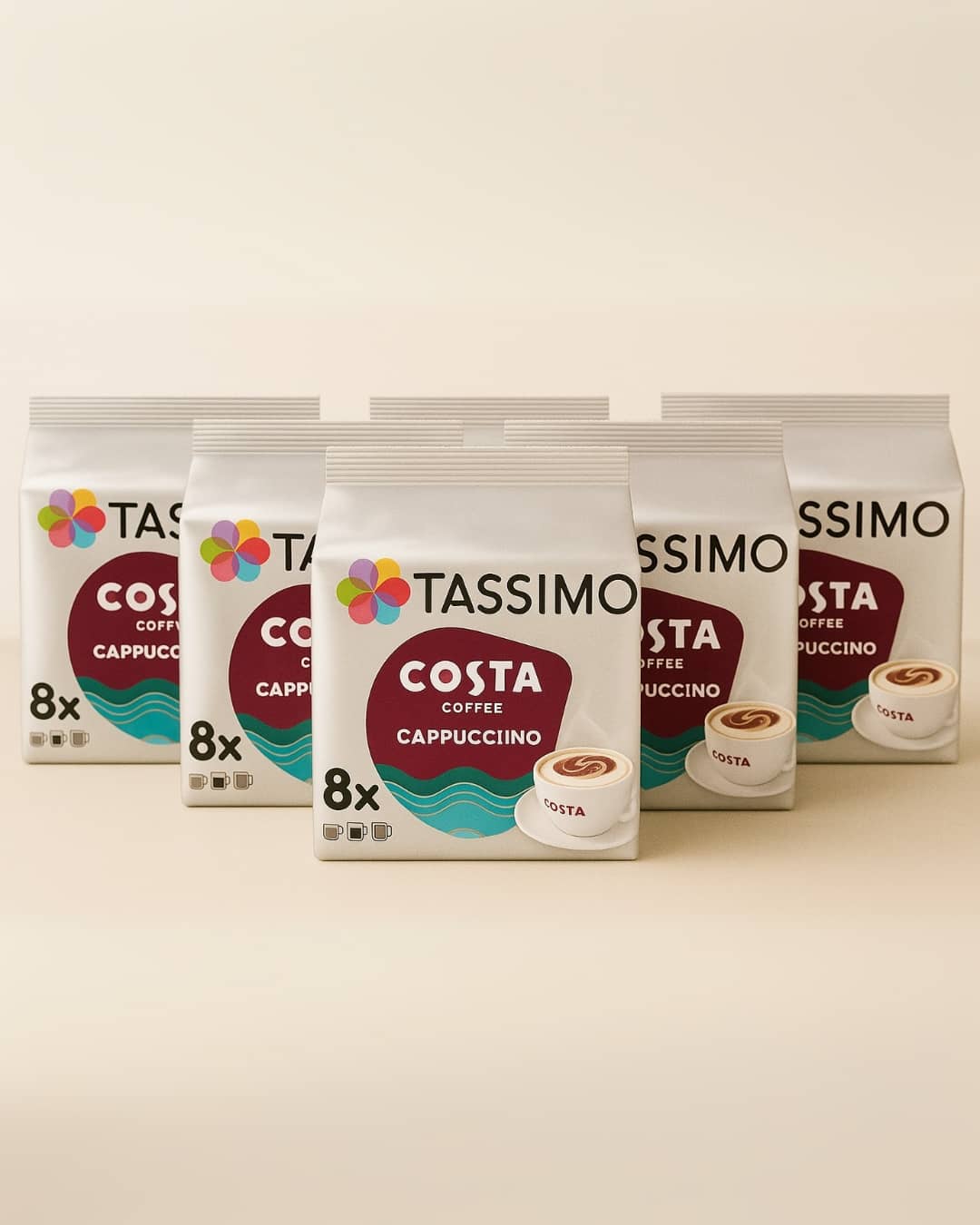 Tassimo Costa Cappuccino Coffee Pods x 8 (Pack of 5, Total 40 Drinks)