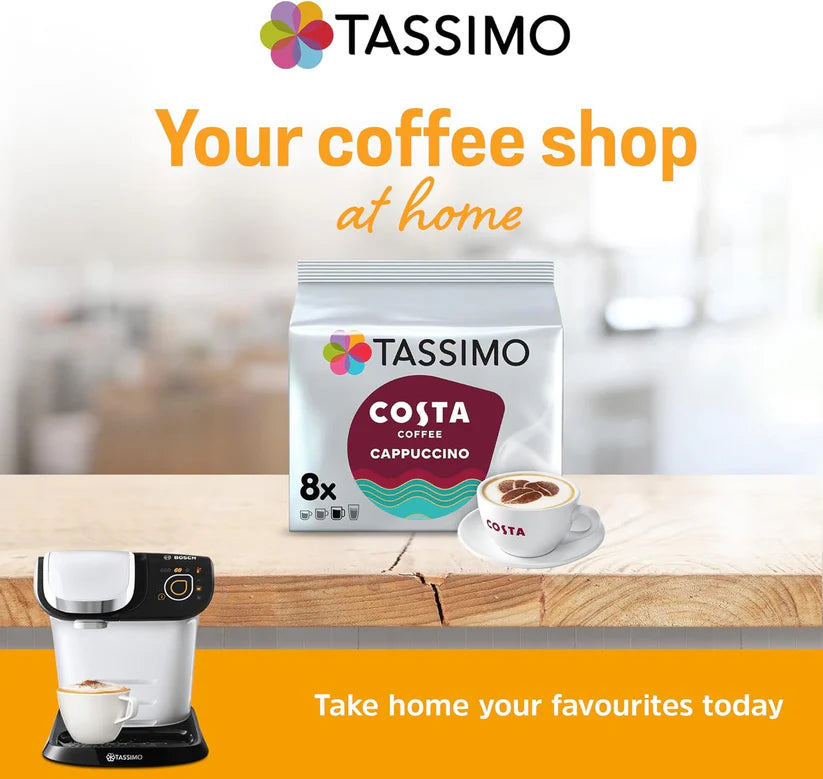 Tassimo Costa Cappuccino Coffee Pods x 8 (Pack of 5, Total 40 Drinks)