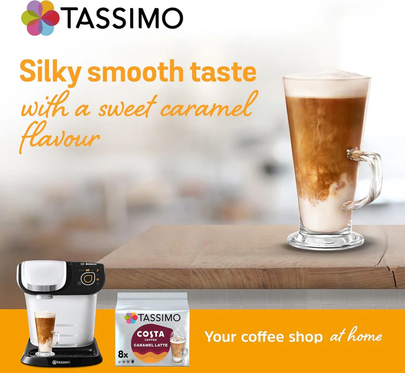 Tassimo Costa Caramel Latte Coffee Pods x8 (Pack of 5, Total 40 Drinks)