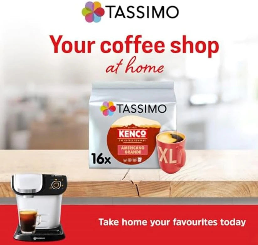 Tassimo Kenco Americano Grande XL Coffee Pods x16 Pack of 5, Total 80 Drinks