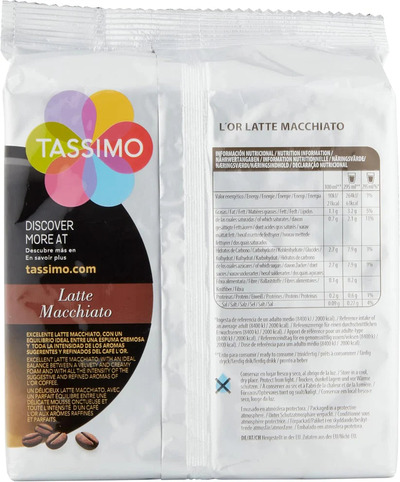 Tassimo L'OR Latte Macchiato Coffee Pods , 8 Count ( Pack of 5), (40 drinks)
