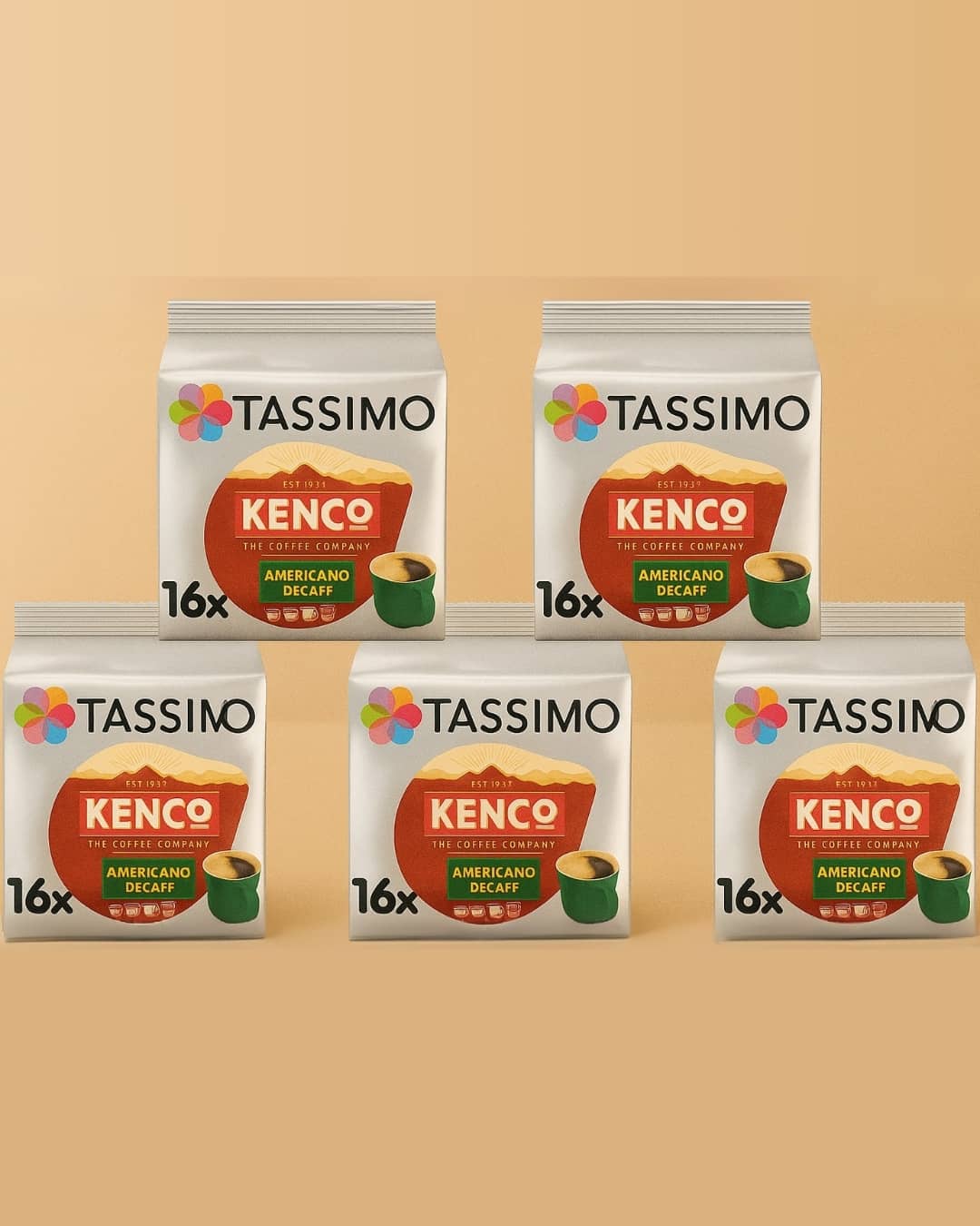 Tassimo Kenco Americano Decaff Coffee Pods x16 Pack of 5 Total 80 Drinks